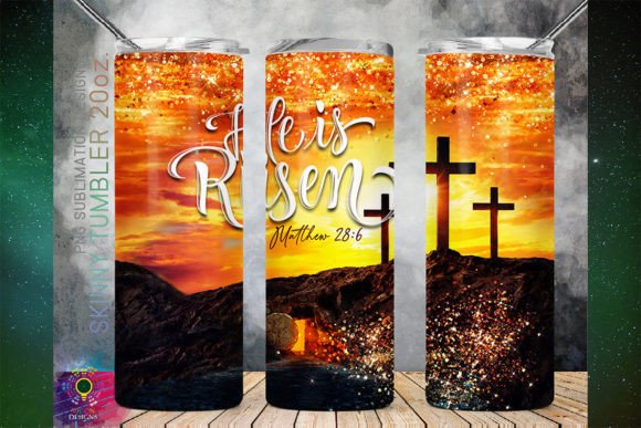 Christian Cross He is Risen Tumbler Png Crafts