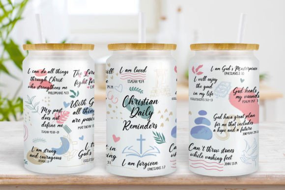 Christian Daily Reminders 16 Oz Glass Print Templates