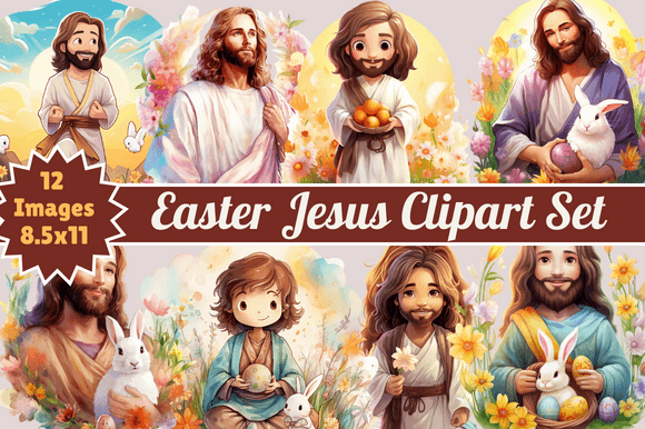 Easter Jesus Clipart Set & Illustrations