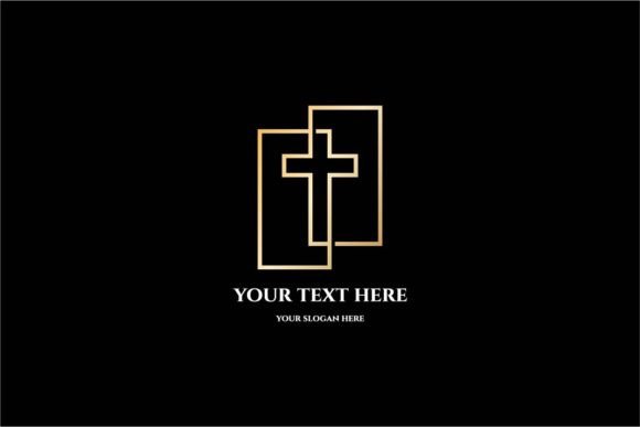Geometric Golden Jesus Christian Cross Logos