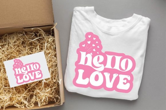 Hello Love Valentine Groovy Svg Design T-Shirt Designs