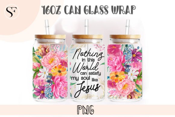 Jesus 16oz Libbey Glass Can Wrap for Crafts