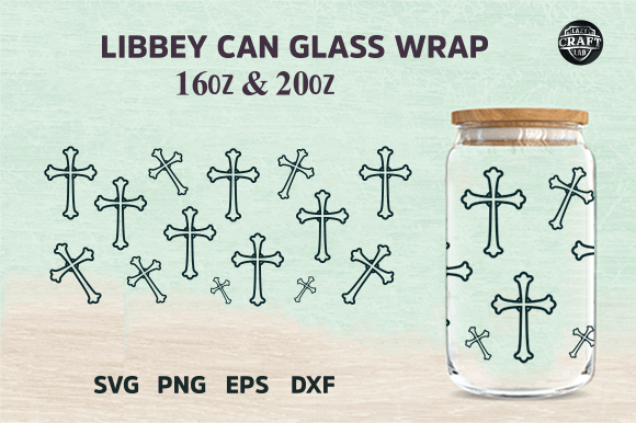 Libbey Can Glass Christian Cross SVG for Tumbler Wraps