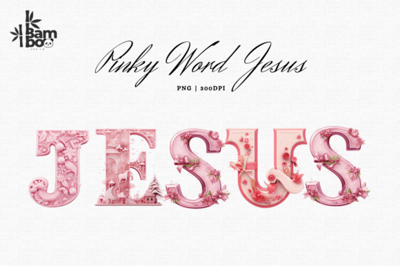 Pink Christmas Word Jesus Clip Art