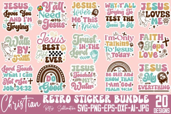 Retro Christian Sticker SVG Bundle