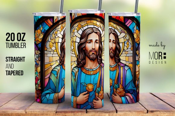 Stained Glass Jesus Christ Tumbler 1 and Print Templates