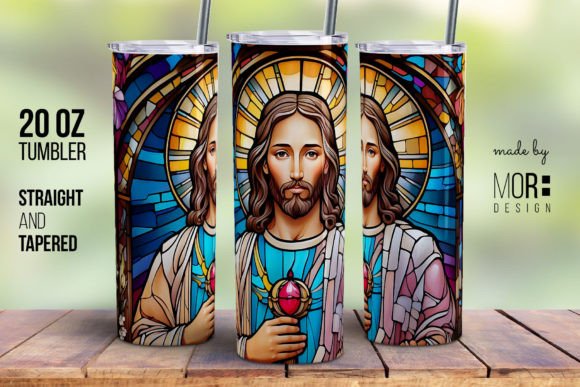 Stained Glass Jesus Christ Tumbler 2 Print Templates