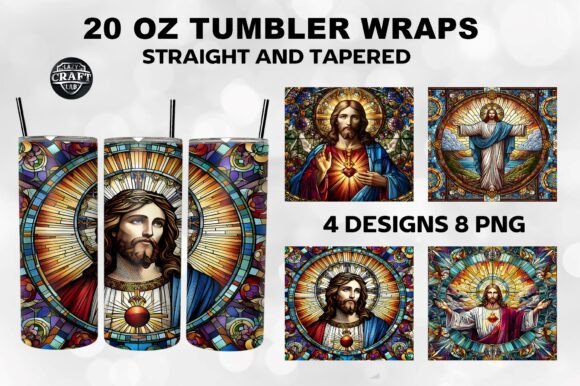 Stained Glass Jesus Tumbler Wrap 20oz