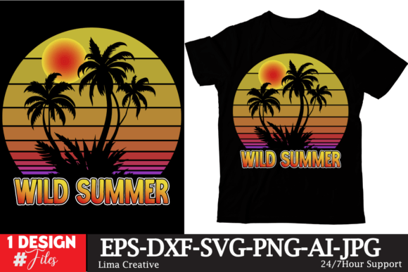 Wild Summer Retro T-shirt Design and Freebies